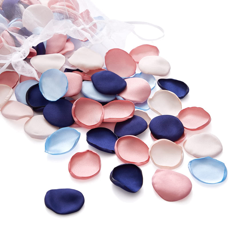 Serwalin 300pcs Rose Petals Flower Petals Pink Navy Blue Rose Petals for Wedding Silk Rose Petals for Flower Girl Basket Bridal Shower Blush Navy - NewNest Australia