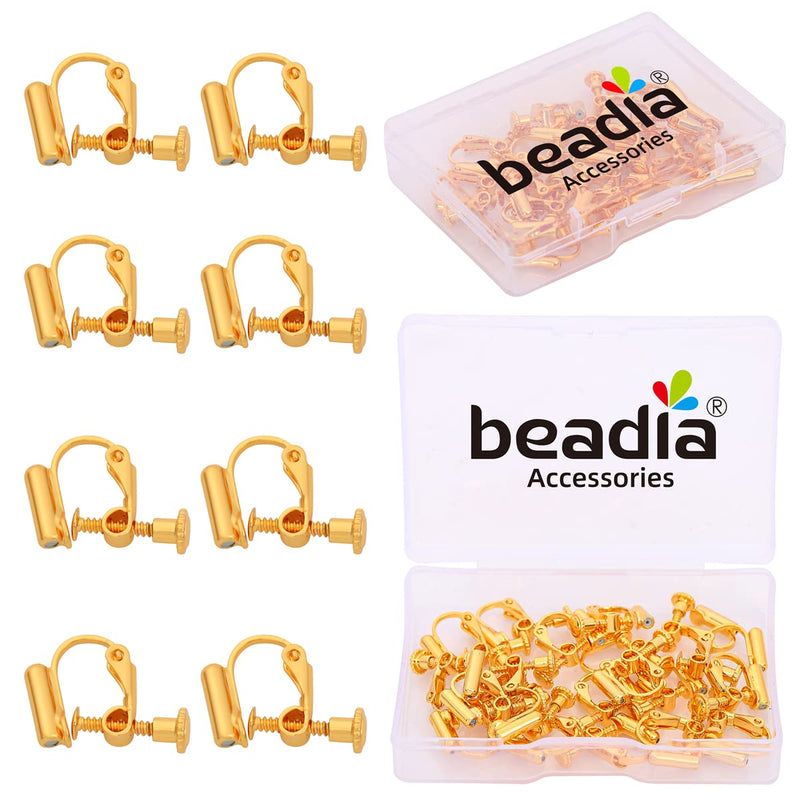 BEADIA 18K Gold Plated Screw Earring Clips 13x17mm 20pcs for Jewelry Making Findings Clip 1# 13x17mm - NewNest Australia