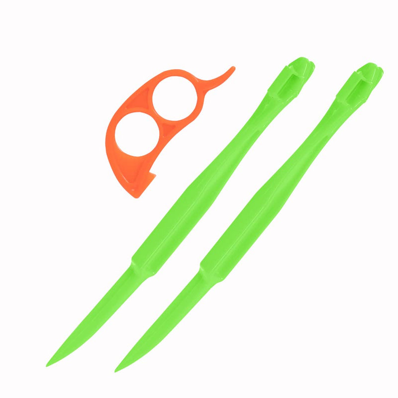 Soft Home Premium Plastic Orange Peeler Lemon Citrus Peel Cutter Vegetable Slicer Fruit Tools (Long Handle Type Green 2 Pack; Mouse Type orange 1 Pack) - NewNest Australia
