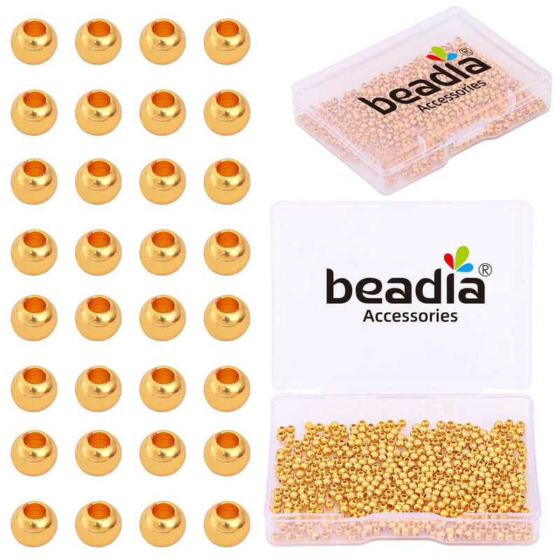 BEADIA 18K Gold Plated Round Spacer Beads 2.5mm 500pcs for Jewelry Making Findings - NewNest Australia