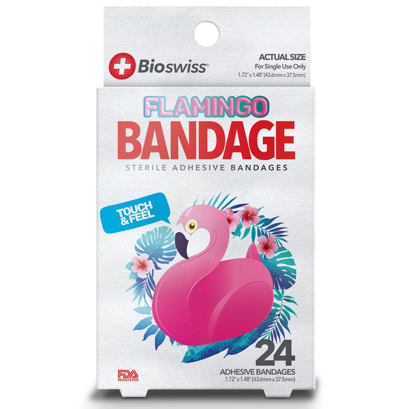 BioSwiss Kids Bandaids | 24pcs Self-Adhesive Sterile Unique Shaped Bandages Colorful Funny Cute Toddler Girls & Boys, Adults First Aid, Protect Scrapes and Cuts | Wellness for Everyone (Flamingo) Flamingo - NewNest Australia