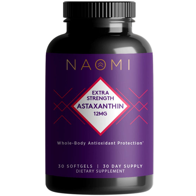 NAOMI Astaxanthin Extra Strength 12 mg Softgel, Joint, Eye, Skin, and Brain Health Supplement for Immune Support, Sports Nutrition and Muscle Recovery, 30 Softgels, Non-GMO - NewNest Australia