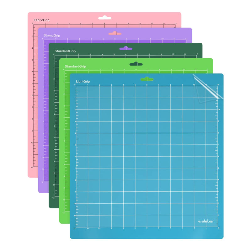 Welebar 5 Pack Cutting Mats for Silhouette Cameo 4/3/2/1, 12x12 Inch StandardGrip/LightGrip/StrongGrip/FabricGrip, Cutting Mats for Sewing, Quilting, Craft… Blue, green,military green, purple, pink, 5 Mats - NewNest Australia