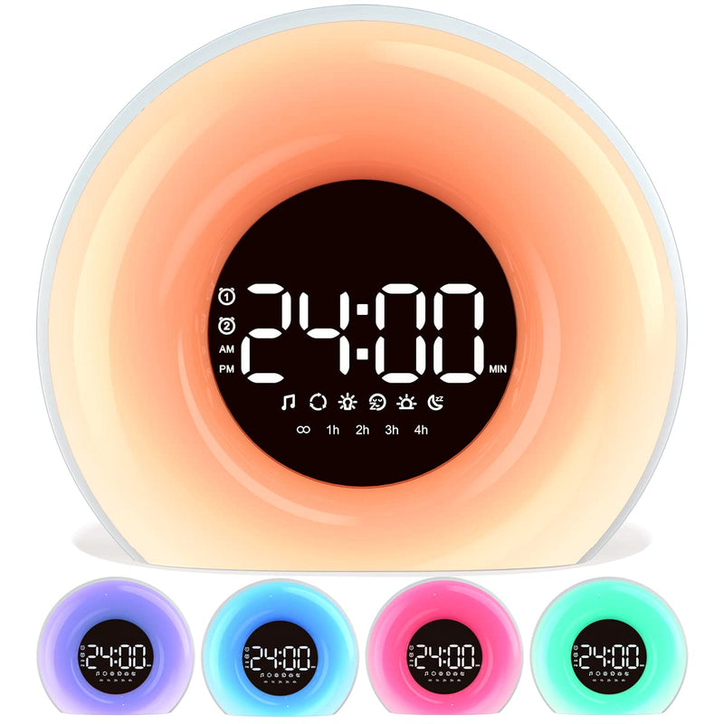 OrangeLight Wake Up Light Sunrise Alarm Clock with Sunrise Sunset Simulation 25 Nature Sounds 12 Colors Night Light Dual Alarms and Snooze Function Sleep Aid for Heavy Sleepers Kids Adults (White) - NewNest Australia