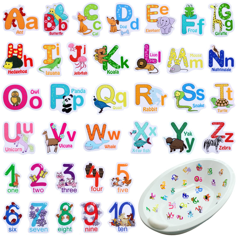 Chinco 36 Pieces Bathtub Alphabet Letter Stickers Number Decals Adhesive Non Slip Stickers Anti Slip Stickers for Kids Shower and Bath Tub Accessories - NewNest Australia