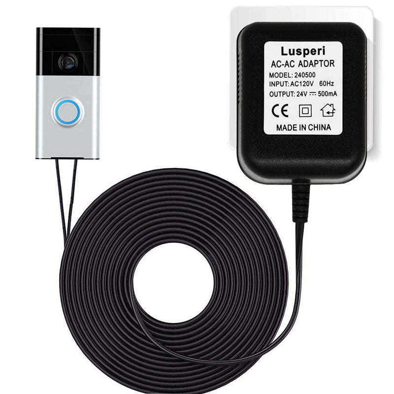 Extra Long 16.4 ft Extension Cabel Video Doorbell Power Transformer 24V 500MA, AC110-120V to AC24V Ring doorbell Adapter, Compatible with Visual Doorbell and Thermostat - NewNest Australia