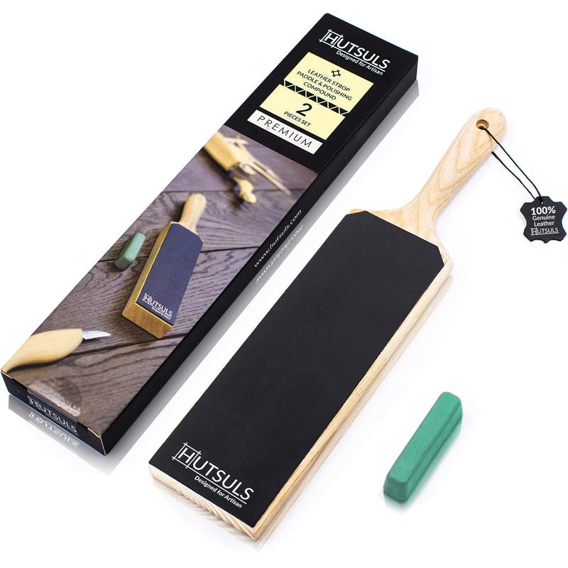 Hutsuls Leather Strop for Knife Sharpening - Get Razor-Sharp Edges with 3" x 9" Double Sided Paddle Strop Block, Easy to Use Knife Strop with Ergonomic Handle & Stropping Leather Knife Sharpener Guide - NewNest Australia