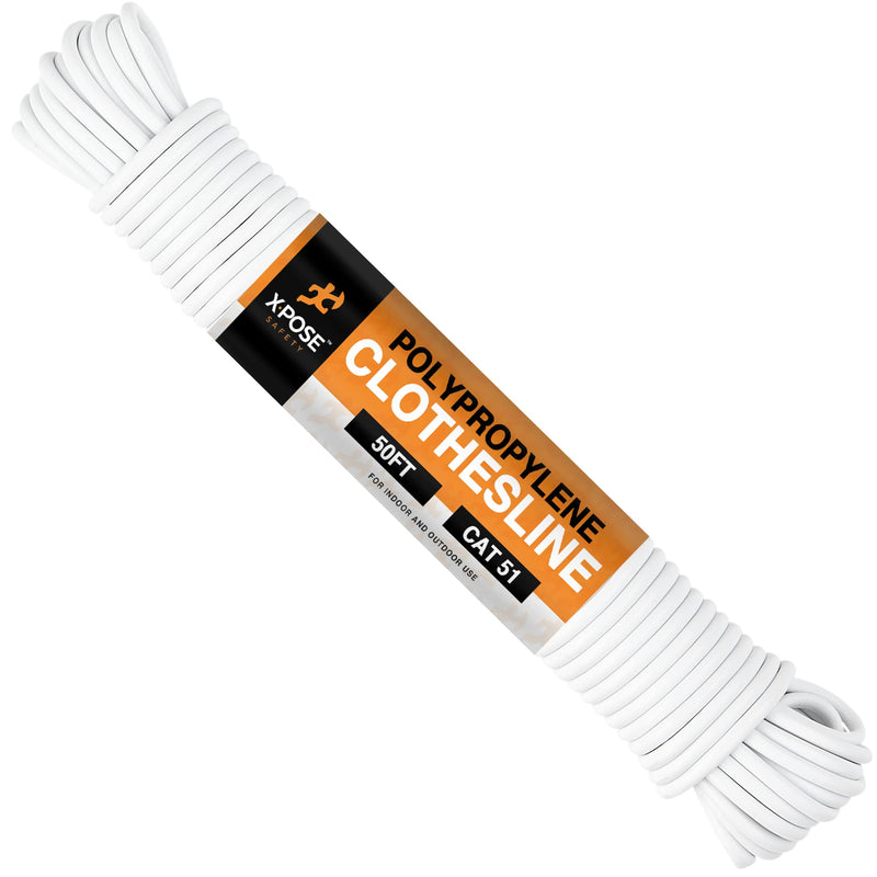 Plastic Clothes Line - White Clothesline Outdoor Weather Resistant - Synthetic Cord for Hanging Drying Clothing & Laundry - Plastic Rope Clothes Line String for Pulley 5/32" x 50FT 1 - NewNest Australia