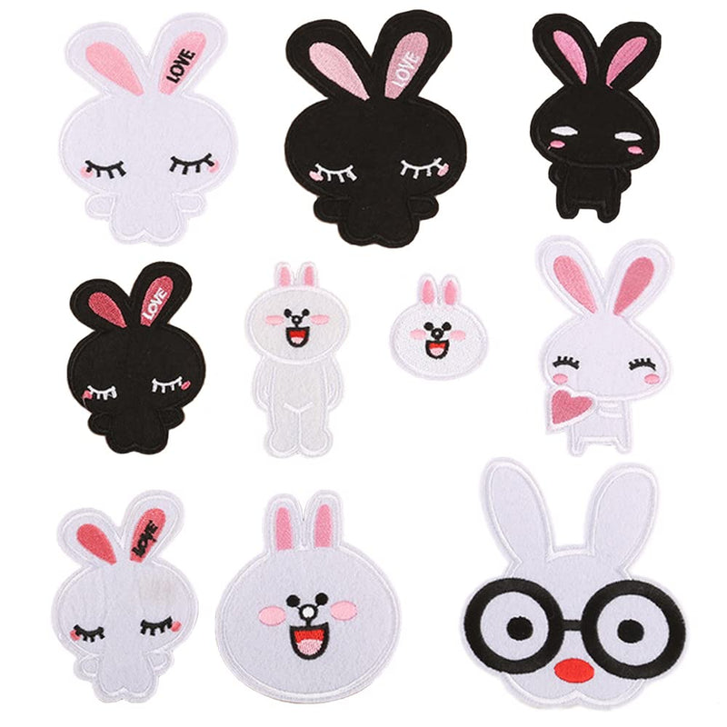 Rabbit Iron on Patches for Clothing Decorations Cute Bunnies Heat Transfer Embroidered Appliques for Jeans Jackets Backpacks Pillow DIY Decor - NewNest Australia