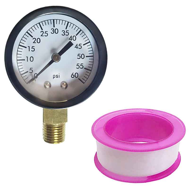 2 Inch Dia Pool Filter Pressure Guage 0-60 PSI,Swimming Pool Filter Pressure Gauge, Spa/Aquarium/Water Pressure Gauge, 1/4" NPT Lower Mount (1) - NewNest Australia