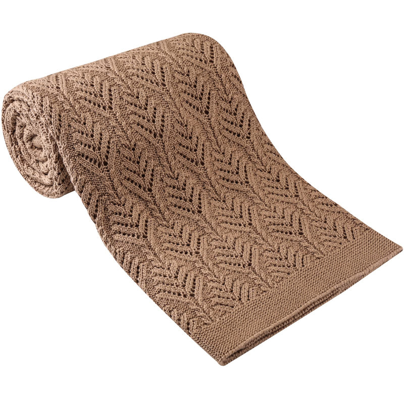 Baby Blanket Cellular Knitted Toddler Blankets 100% Cotton Breathable Soft for Newborn Boy Girls 43x35 Inch Beige - NewNest Australia