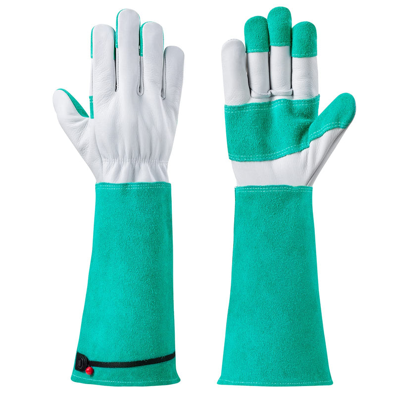 Gardening Gloves for Men Women, Adjustable Cuff Rose Pruning Gloves, Cowhide Leather Long ThornProof Heavy Duty Work Gloves Small Green - NewNest Australia