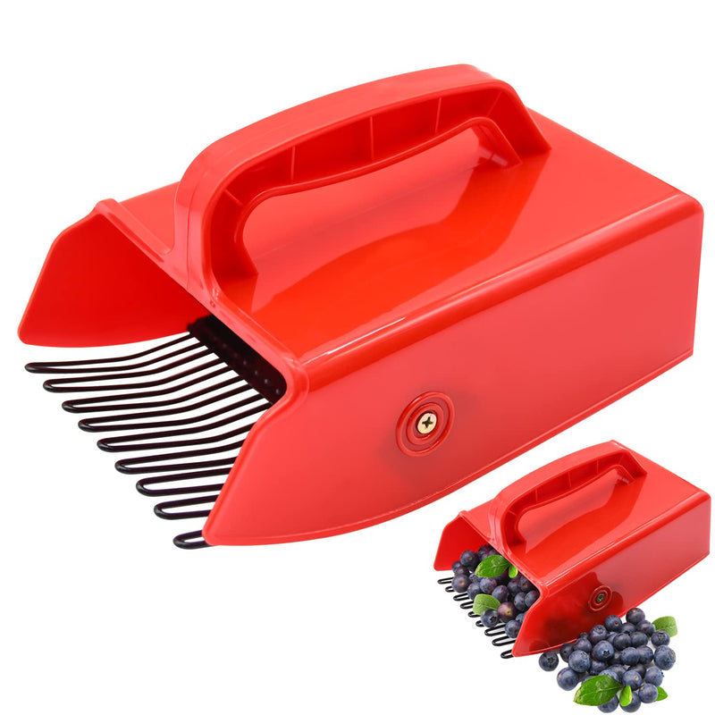 LFSEMINI Berry Picker, Berry Pickers and Rakes with Metallic Comb and Ergonomic Handle for Easier Berry Picking, Blueberry Rake Scoop for Blueberries, Lingonberries and Huckleberries (Red) - NewNest Australia