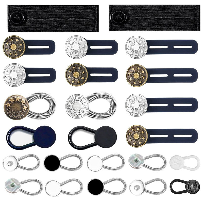 24 Pcs Extender Button Set, Flexible Adjustable Elastic Waist Extender Button, Comfy Invisible Collar Neck Extenders, No-Sew Extend Buttons for Women and Men's Pants Jeans Skirts Clothing Supplies - NewNest Australia