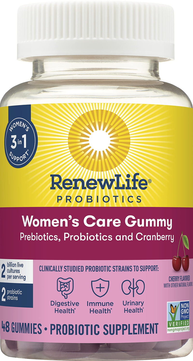 Renew Life Womens Care Gummy with Prebiotics, Probiotics and Cranberry; 48ct. (Pack May Vary) (Package May Vary) 2 Billion CFU 48 Gummies (Pack of 1) - NewNest Australia