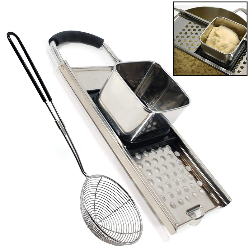 KEISSCO Stainless Steel Spaetzle Maker with Comfort Grip Handle, Stainless Steel Spider Strainer Skimmer Spoon Pasta Strainer, Homemade Traditional German Egg Noodle Dumpling Making Tool Set - NewNest Australia