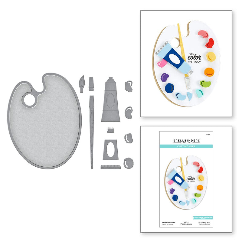 Spellbinders Painter's Palette Dies from The Paint Your World Collection by Vicky Papaioannou Etched Die Template, Bronze 48 Count - NewNest Australia