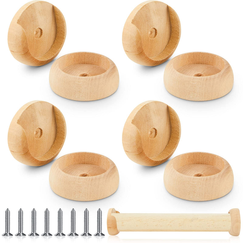 4 Packs Wooden Closet Rod Holders Rod Holder Closet Pole Socket Closet Rod Holder for Closet Rod Wardrobe Hallway Bathroom Clothing Store, 1-3/8 Pole - NewNest Australia
