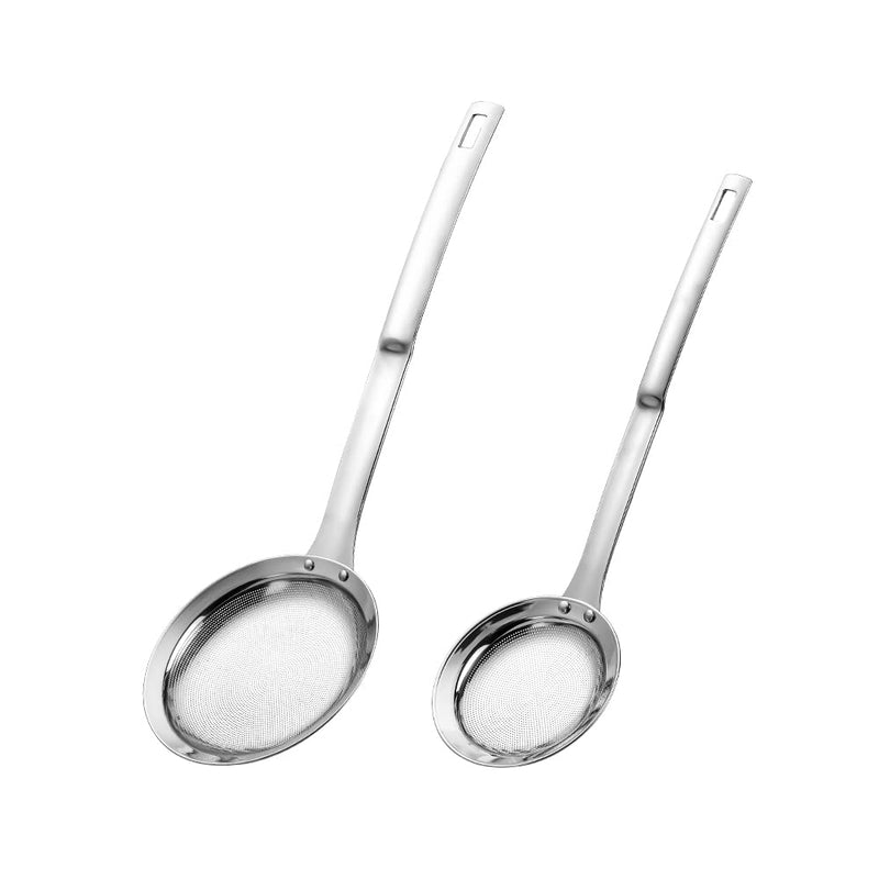 Hvanam Kitchen Skimmer Strainers Stainless Steel Mesh Colanders Food Strainers Set Fine Mesh Sieve With Handle Slotted Spoon Handheld Fry Oil Filter For Cooking Vegetable Strainer Foam Hot Pot 2Pack 2 - NewNest Australia