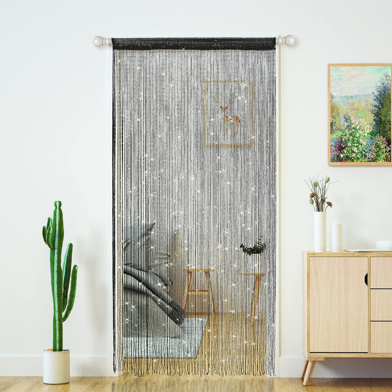 Door String Curtains Living Room Divider,Bedroom Doorway Hanging Hippie Sequin Decor Fringe Curtain Closet Window Wall Panels Kitchen Party Tassel Privacy Screen Boho Bling (Black, 39"×79" in) Black 1 - NewNest Australia