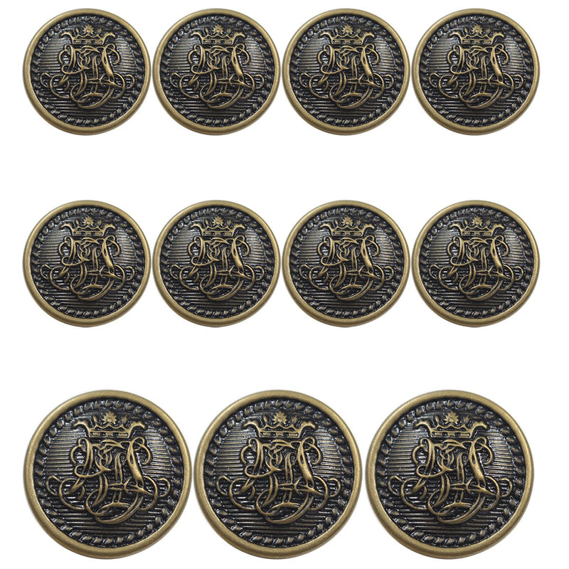 KENDANY 11 Pieces Vintage Antique Brass Metal Blazer Button Set - King's Crowned, Vine Crest - for Blazer, Suits, Sport(Bronze 15MM 20MM) Bronze 11 Pieces 15MM 20MM - NewNest Australia