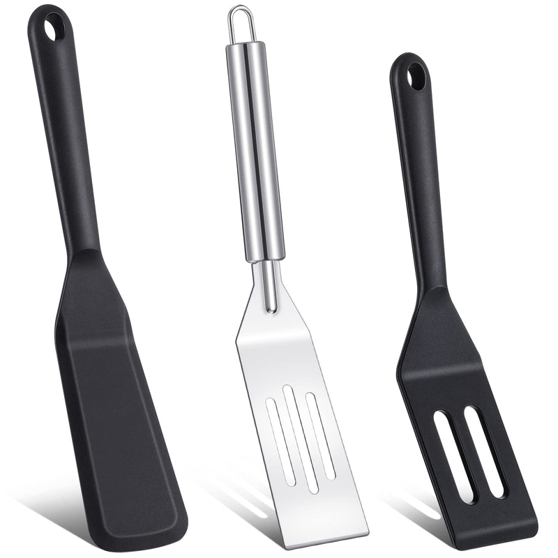 3 Pieces Thin Spatula Narrow Brownie Serving Spatula Mini Silicone Crepe Spatula Kitchen Cooking Nonstick Stainless Steel Mini Slotted Turner Pan Flipper for Brownies Fish Pancake Cookie Egg - NewNest Australia
