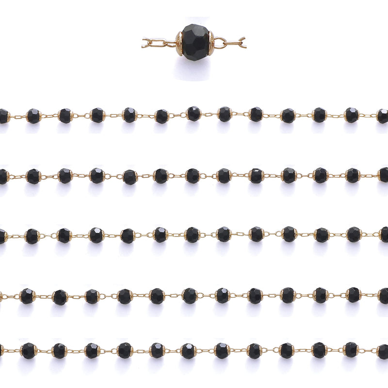 6.56 Feet Mixcolor Link Chains 2 Meter Handmade Gold Plated Beaded Brass Chains for Choker Necklace Bracelet Earrings Eyeglass Chain Jewelry Making (PN-1047-Black) PN-1046-Black - NewNest Australia