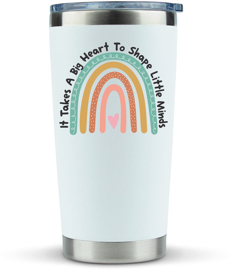 Teacher Gifts Coffee Mug - "It Takes a Big Heart to Shape Little Minds" 20oz Tumbler/Mug - Cute Idea for Appreciation Week, Virtual Teaching, Best, Valentines Day - NewNest Australia