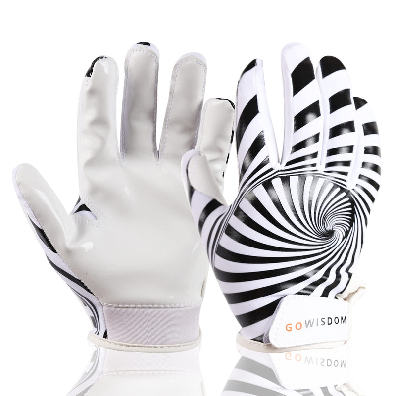 GOWISDOM Youth Football Gloves, Sports Kids Football Receiver Gloves, Youth Silicone Grip Football Gloves with Super Stick white M/L(6-6.5 inch) - NewNest Australia