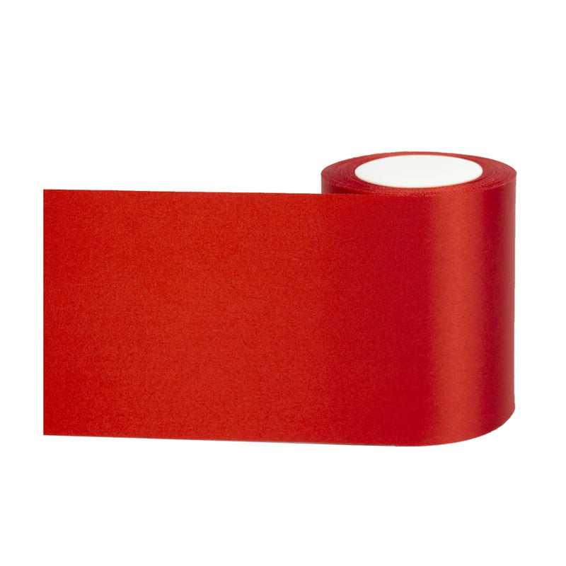 Nichemigo 4 Inch x 24 Yard Double Face Satin Ribbon Wide Solid Color Fabric Ribbons for Chair Sash Cutting Ceremony Gift Wrapping Craft DIY Sewing Car Bows Dining Tables, Red - NewNest Australia