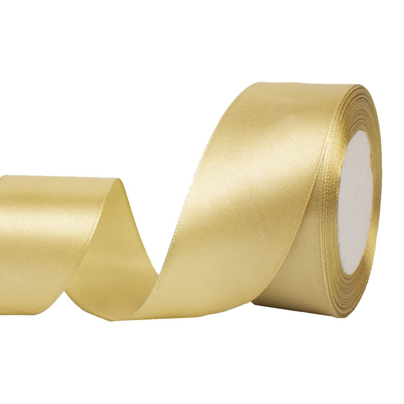 Nichemigo 1-1/2 Inch Gold Double Faced Stain Ribbon Wide Solid Fabric Ribbons for Gift Wrapping Sewing Wreath DIY Bows Floral Decoration Card Invitation, 25 Yards - NewNest Australia