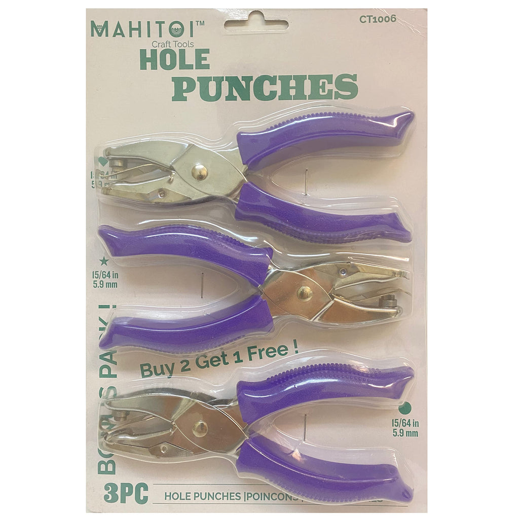 MAHITOI 3-PC Hole Punches, Star, Heart, Circle Shapes for Scrapbooking, Arts & Crafts Projects, Punchers with Soft Grip. 3-PK Includes a 3/16” Sized Star, ¼” Sized Circle and 3/16” Sized Heart - NewNest Australia