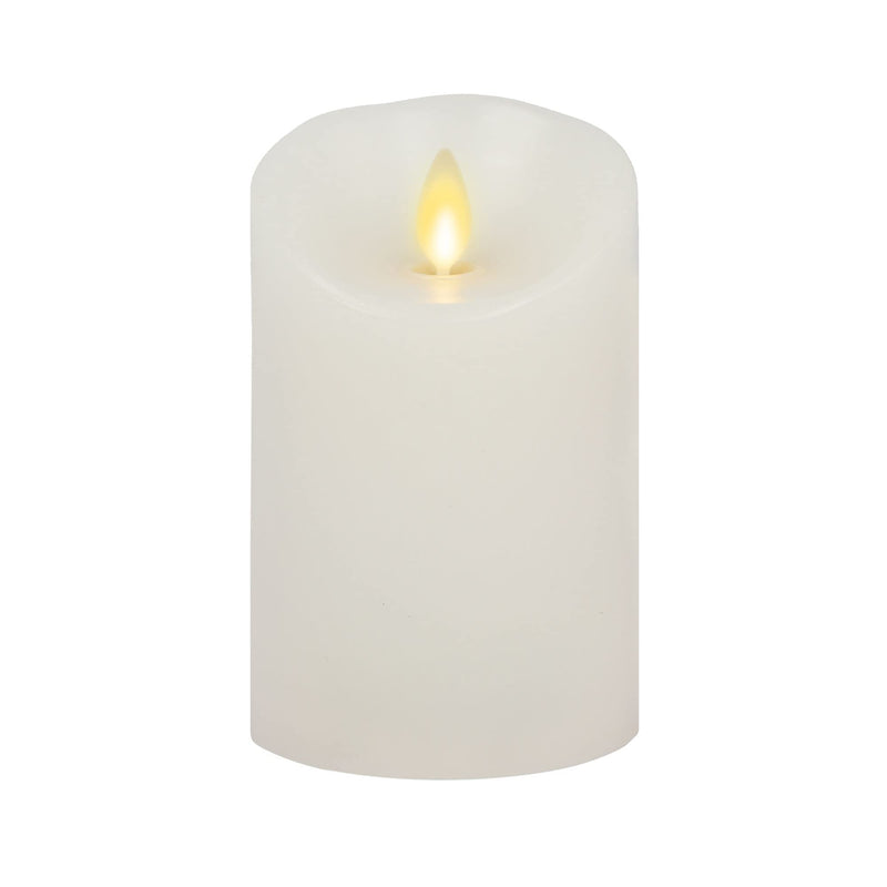 Luminara Color Changing Flameless Pillar Moving Flame LED Candle, Scalloped Edge, Real Wax, Remote Ready (Included) Unscented - White (3 x 4.5-inch) - NewNest Australia