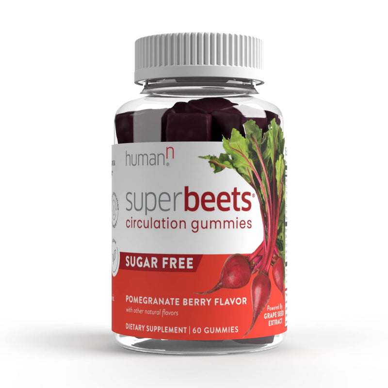 HumanN SuperBeets Sugar-Free Nitric Oxide Circulation Gummies - Daily Blood Pressure Support for Heart Health - Grape Seed Extract & Non-GMO Beet Energy Gummies - Pomegranate Berry Flavor, 60 Count 1 - NewNest Australia