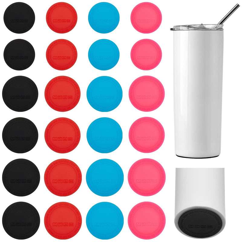 24 Pcs Rubber Bottoms for Sublimation Tumblers Self Adhesive Skinny Tumblers Bottom Protective Anti Slip Coaster Bottoms for Wine Straight Tapered Tumblers, 50 mm 56 mm 58 Mm, 4 Colors - NewNest Australia