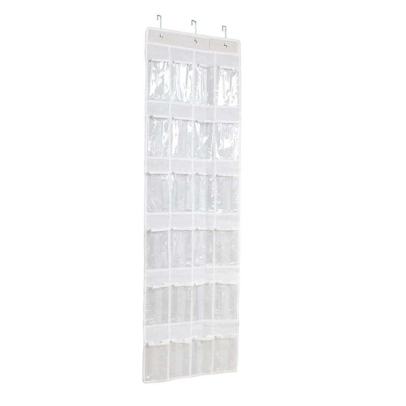 Over The Cabinet Door Organizer with 24 Clear Pockets, 60x18 inch Behind The Pantry Door Storage Organizer, Back of Bathroom Door Storage Organizer, White - NewNest Australia