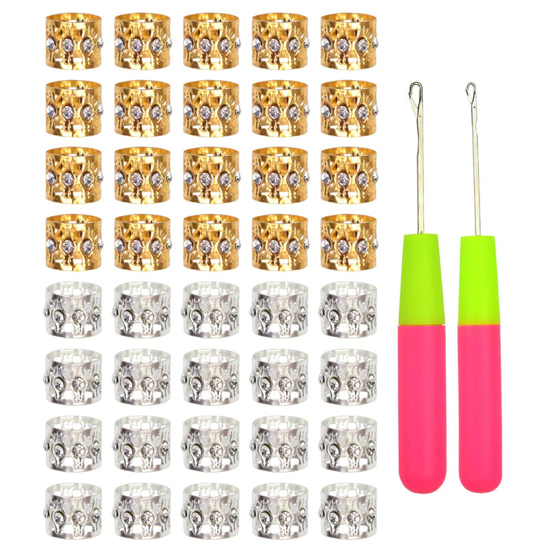 40 Pieces Golden and Silver Dreadlocks Beads Rhinestone Hair Ring Aluminum Adjustable Metal Cuffs Hair Decorations Rings Clips (20 Pcs Gloden and 20 Pcs Silver) 20 Pcs Golden and 20 Pcs Silver - NewNest Australia