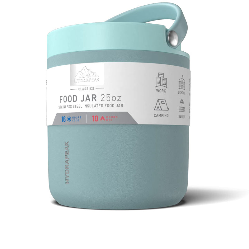 Hydrapeak 25oz Stainless Steel Vacuum Insulated Thermos Food Jar | Kids Thermos for Hot Food and Cold Food, Wide Mouth Leak-Proof Soup Thermos for Adults, 10 Hours Hot and 16 Hours Cold (Aqua) Aqua - NewNest Australia