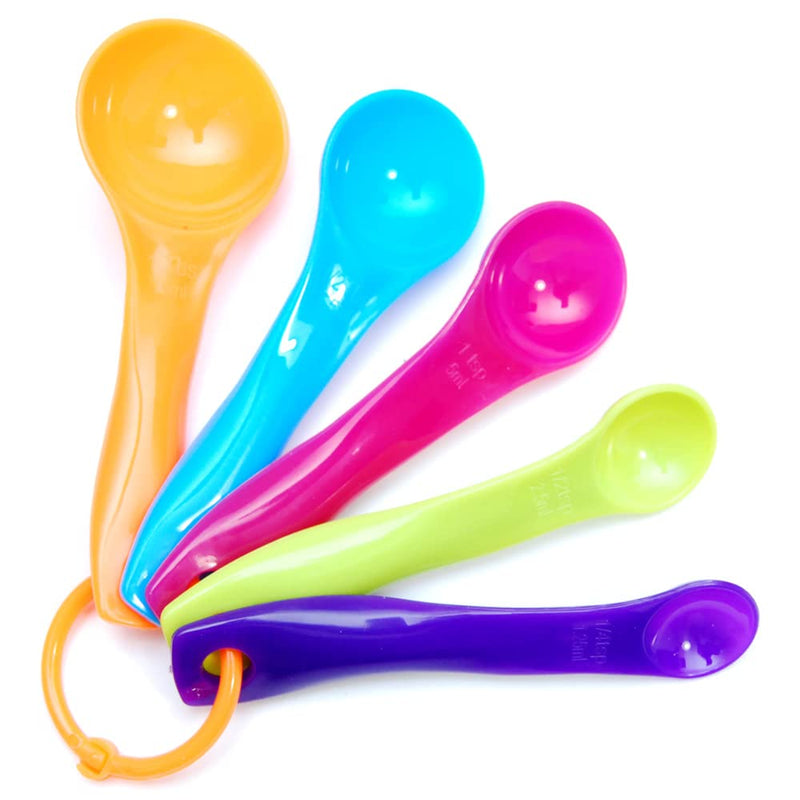 Measuring Spoons Plastic with Ring in Assorted Colors, Set of 5 - NewNest Australia