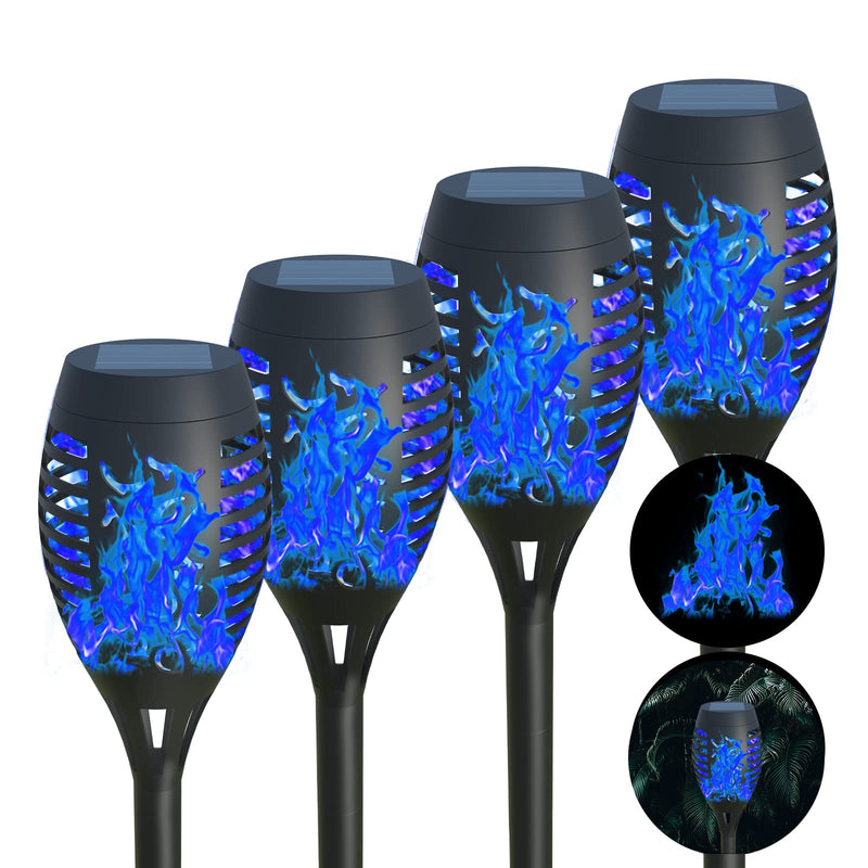 AOUNQ Solar Lights Outdoor Waterperoof Blue,?2022 Upgraded? Outdoor Solar Torch Lights with Flickering Flame, 4Pack Mini Solar Outdoor Lights for Garden Patio Yard Pathway Decoration-Auto On/Off Blue-4Pack - NewNest Australia
