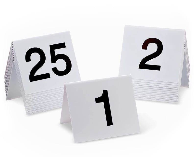 Restaurant Table Numbers 1-25 White, Tent Table Numbers (3 in x 3.5 in) - NewNest Australia