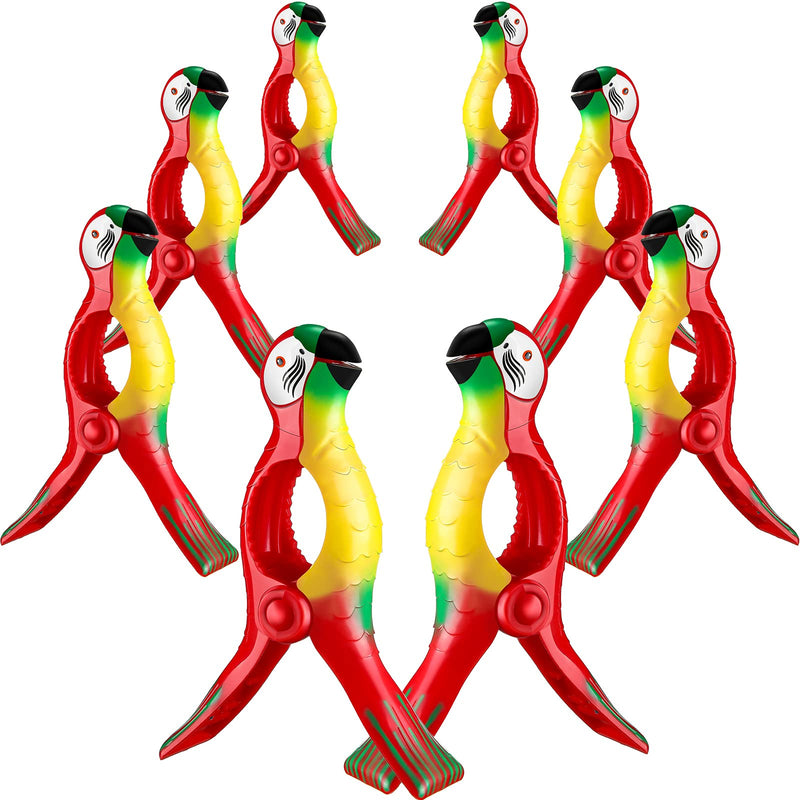 8 Pieces Parrot Style Beach Towel Clips Beach Chair Clips Towels Portable Beach Towel Holder for Towels Cruise Pool Patio Holiday Outdoor Clothes Pins Keeping Your Cloth or Towel from Blowing (Red) Red - NewNest Australia