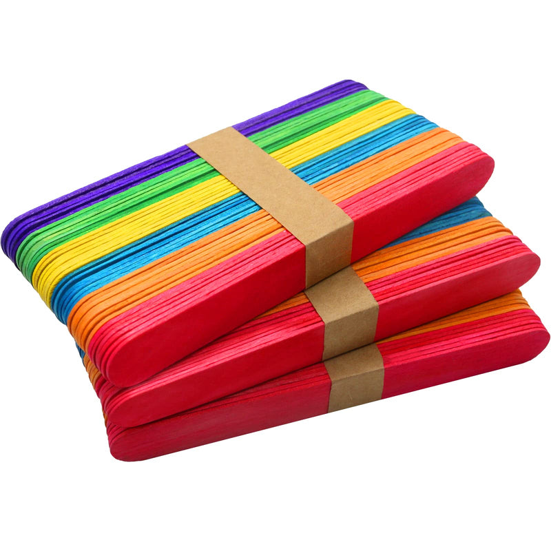 120 Pcs 6” Colored Jumbo Wooden Craft Sticks, Rainbow Wooden Popsicle Sticks, Wide Lollipop Sticks, Treat Sticks Ice Pop Sticks fir Creative Designs or Kids Education, Home Art Projects - NewNest Australia