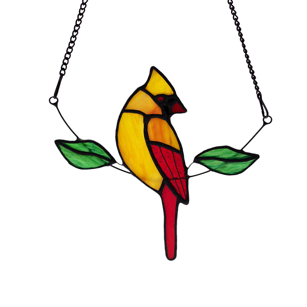 HAOSUM Northern Cardinal Stained Glass Window Hangings,Red Birds Ornaments Stained Glass Suncatcher,Red Cardinal Decor for Housewarming,Cardinal Memorial Gift for Women,Grandparents,Friends (Female) Female - NewNest Australia