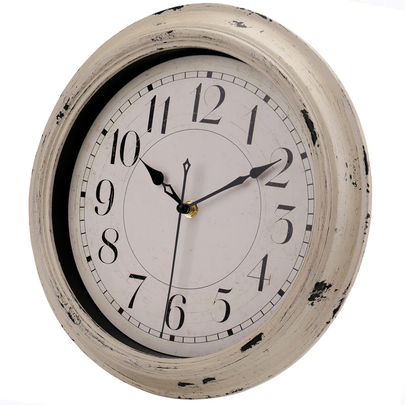 Wall Clock 12 Inch Retro Silent Non-Ticking Quartz Wall Clocks Battery Operated Decorative for Kitchen Home (Beige) Beige - NewNest Australia