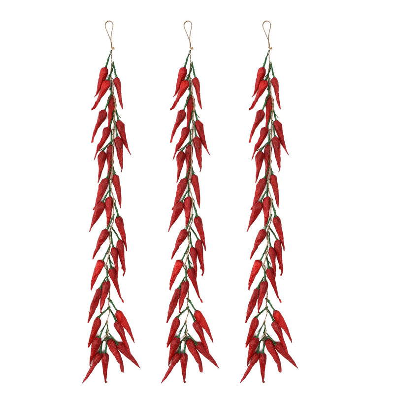 VIOCIWUO 3Pcs Artificial Red Peppers, Simulation Lifelike Vegetable Fake Hanging Chili Pepper String Fruit Garland Vine for Home Kitchen Farm Party Wall Decoration, Red. - NewNest Australia