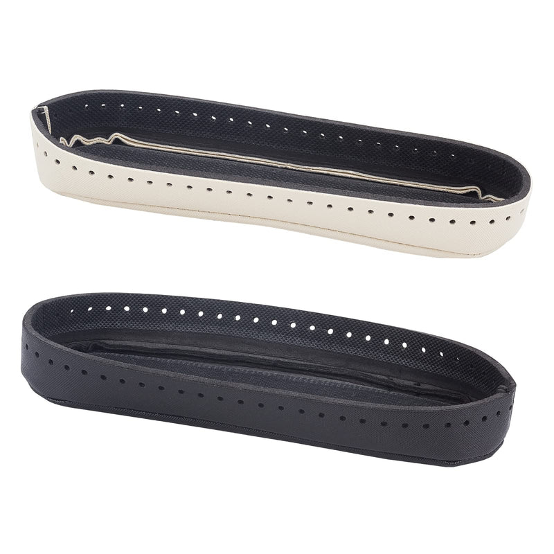 PH PandaHall 2pcs 3D Knitting Crochet Bag Shaper Pad 9x3.9" Boat Shape PU Leather Bag Bottom 2 Colors Black/Beige Bags Insert Cushion Base with Holes for Pet Shopping Weaving Tote Bag, 2.5mm Hole - NewNest Australia