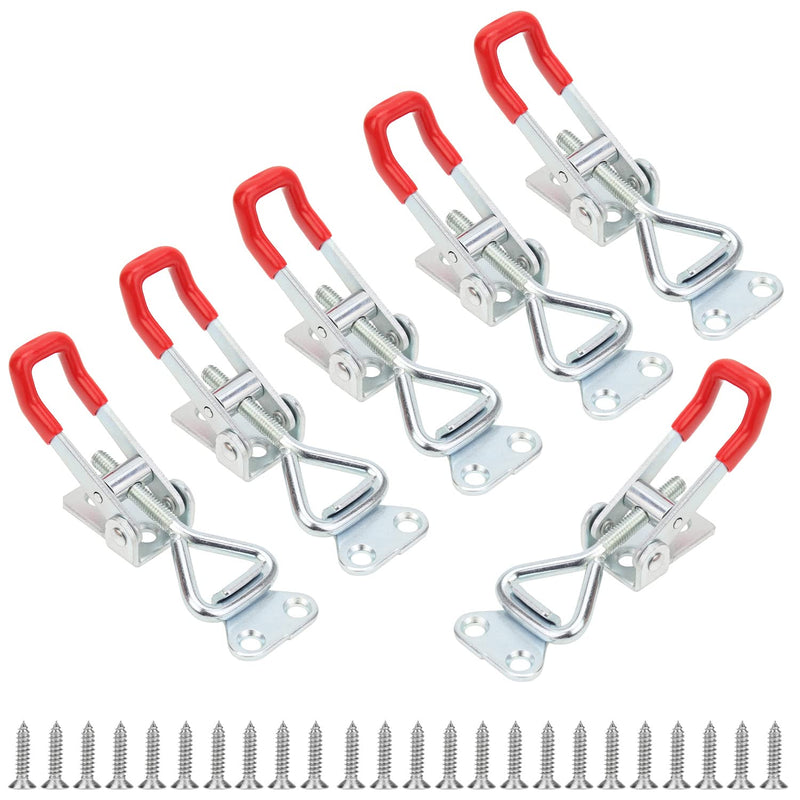 Favordrory 6 Pack Toggle Latch Clamp, Pull Latch, Adjustable Toggle Clamp Latch, Heavy Duty Toggle Latch, 150Kg 330Lbs Holding Capacity (25 Pieces Screws) - NewNest Australia