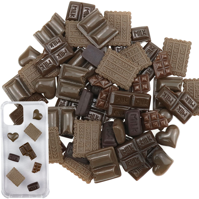 60 Pcs Simulation Chocolate Resin Flatback Flat Back Cabochon Craft Decoration Chocolate Slime Beads Fake Resin Candy for DIY Crafts - NewNest Australia
