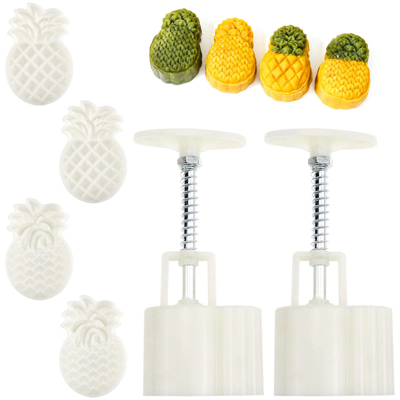 2 Set Pineapple Plastic Mooncake Mold Pineapple Lotus Stamp Hand Press Moon Cake Mould Pineapple Mooncake Cookie Cutter Bakeware Tools - NewNest Australia